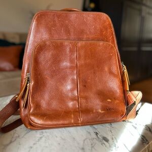 S-Zone Cowhide Leather Laptop Backpack Brown Vintage Patina Work Bag